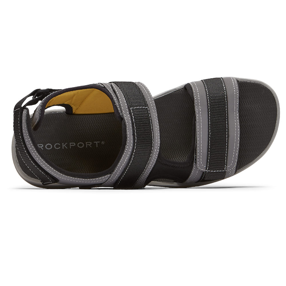 Rockport Singapore Mens Sandals - Lucky Bay Sport 3 Strap Grey - WM8123905